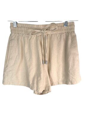 2/$30 ZARA XS Beige Linen-Blend Elastic Waist Drawstring Shorts